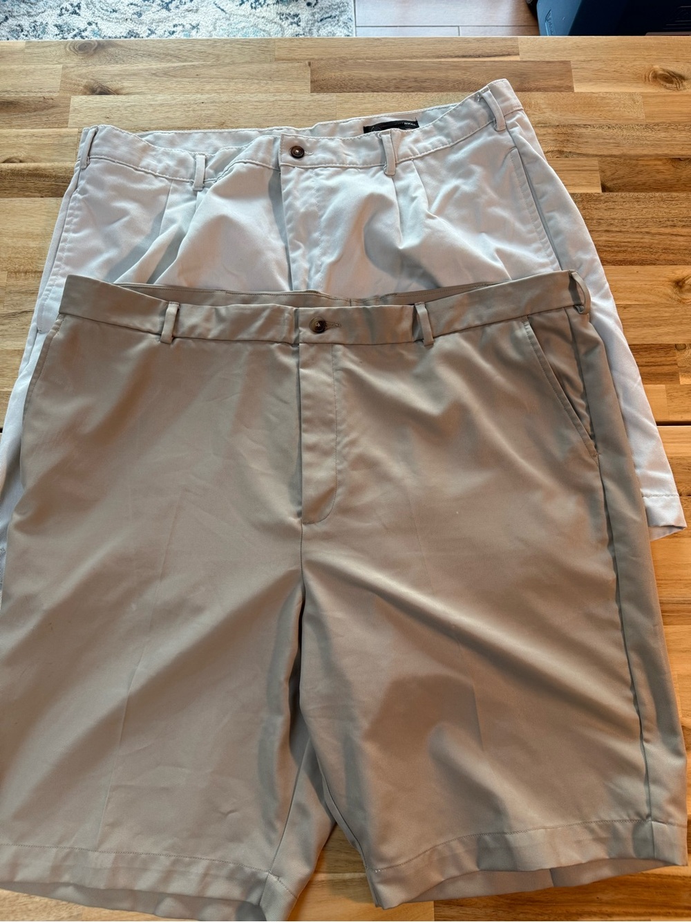 Greg Norman Collection Khaki and Light Gray Flat-Front Shorts